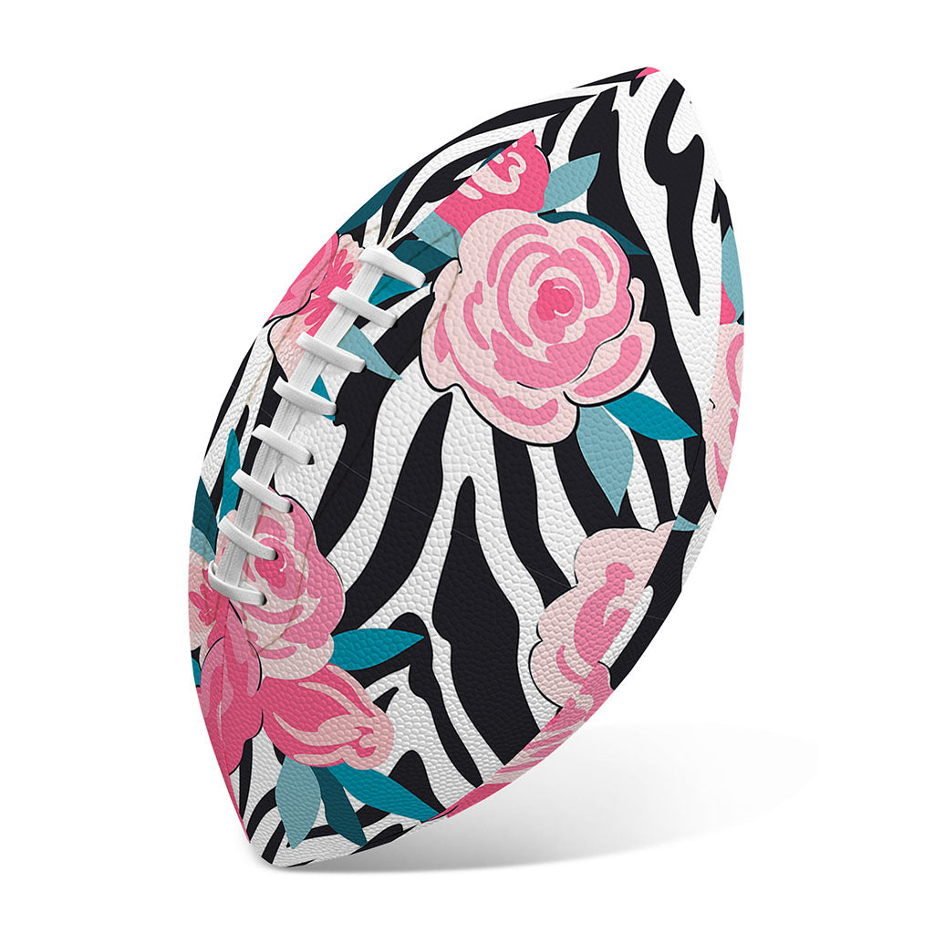 Black White Zebra Floral Pattern Print Rugby Ball