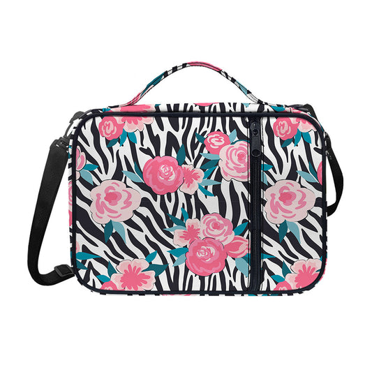 Black White Zebra Floral Pattern Print Shoulder Strap Bible Bag