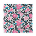 Black White Zebra Floral Pattern Print Silk Bandana