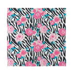 Black White Zebra Floral Pattern Print Silk Bandana