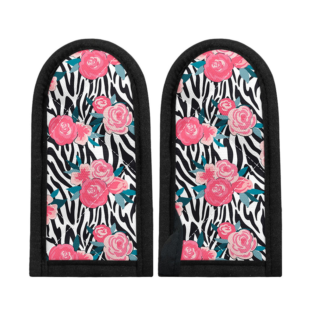 Black White Zebra Floral Pattern Print Skillet Handle Cover