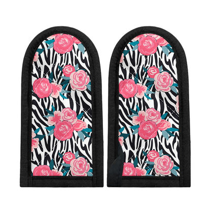 Black White Zebra Floral Pattern Print Skillet Handle Cover