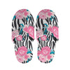 Black White Zebra Floral Pattern Print Slippers