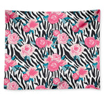 Black White Zebra Floral Pattern Print Tapestry