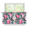 Black White Zebra Floral Pattern Print Tier Curtains