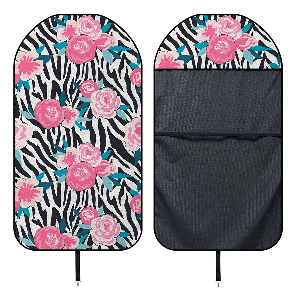 Black White Zebra Floral Pattern Print Waterproof Car Seat Cover