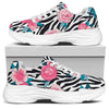 Black White Zebra Floral Pattern Print White Chunky Shoes