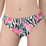 Black White Zebra Floral Pattern Print Women's Panties