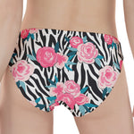 Black White Zebra Floral Pattern Print Women's Panties