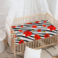 Black White Zebra Flower Pattern Print Baby Crib Sheet
