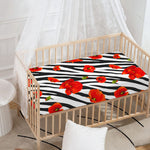 Black White Zebra Flower Pattern Print Baby Crib Sheet