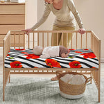 Black White Zebra Flower Pattern Print Baby Crib Sheet