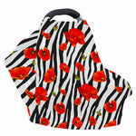 Black White Zebra Flower Pattern Print Baby Seat Cover