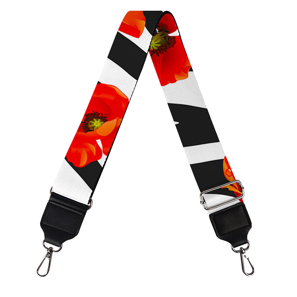 Black White Zebra Flower Pattern Print Bag Strap