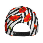 Black White Zebra Flower Pattern Print Baseball Cap