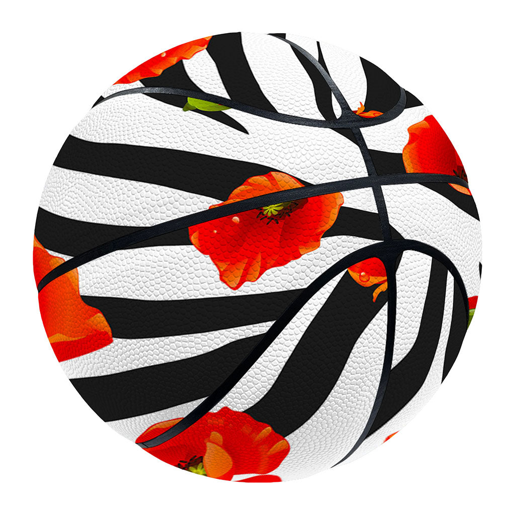 Black White Zebra Flower Pattern Print Basketball