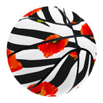 Black White Zebra Flower Pattern Print Basketball