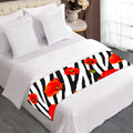 Black White Zebra Flower Pattern Print Bed Runner