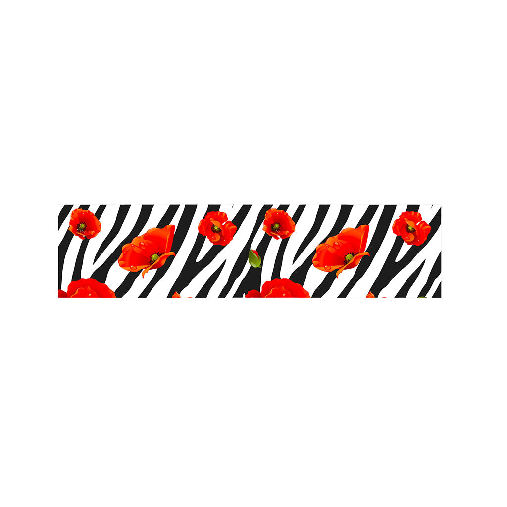 Black White Zebra Flower Pattern Print Bed Runner