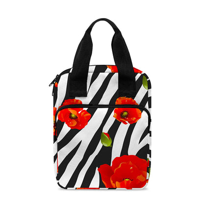 Black White Zebra Flower Pattern Print Bible Tote Bag