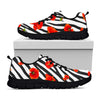 Black White Zebra Flower Pattern Print Black Running Shoes