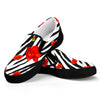 Black White Zebra Flower Pattern Print Black Slip On Sneakers