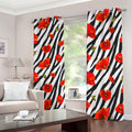 Black White Zebra Flower Pattern Print Dimout Grommet Curtains