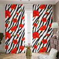 Black White Zebra Flower Pattern Print Dimout Pencil Pleat Curtains