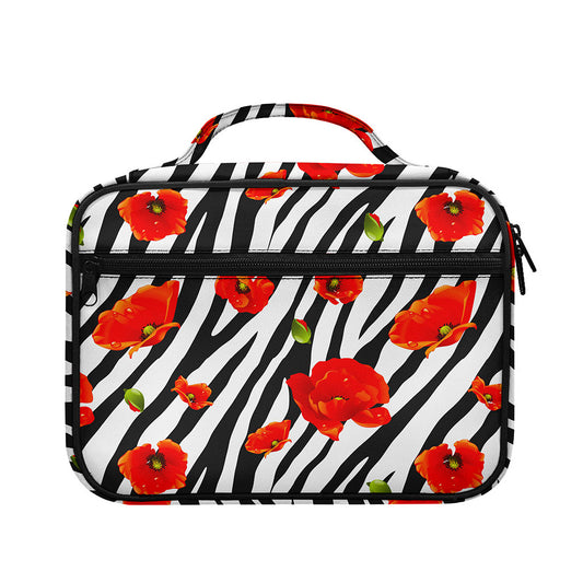Black White Zebra Flower Pattern Print Briefcase Bible Bag