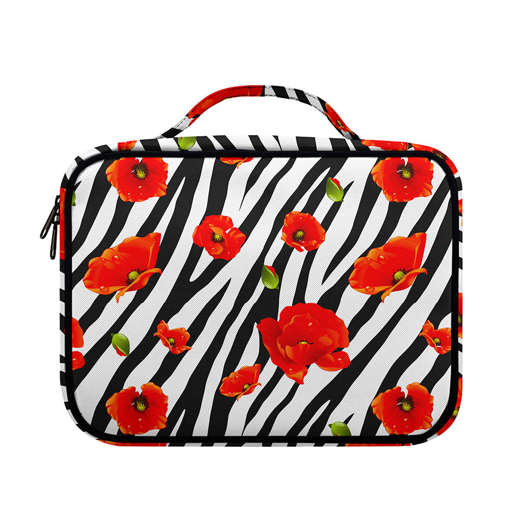Black White Zebra Flower Pattern Print Briefcase Bible Bag