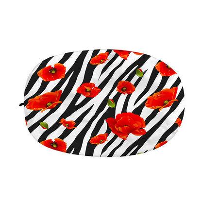 Black White Zebra Flower Pattern Print Car Side Mirror Covers