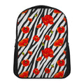 Black White Zebra Flower Pattern Print Casual Backpack