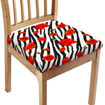 Black White Zebra Flower Pattern Print Chair Cushion Cover