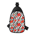 Black White Zebra Flower Pattern Print Sling Bag