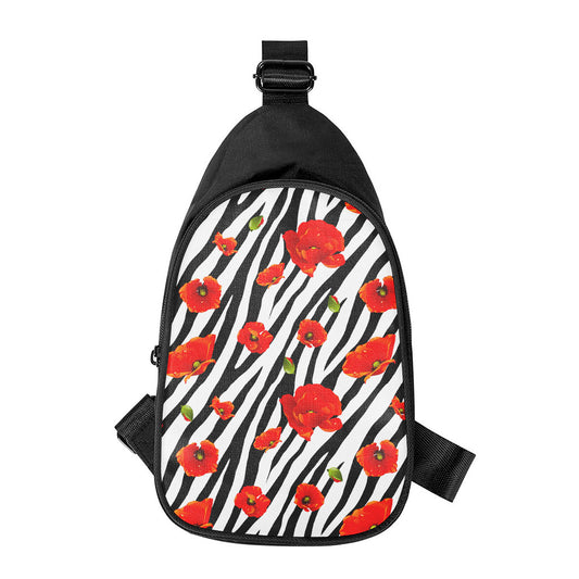 Black White Zebra Flower Pattern Print Chest Bag