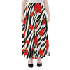 Black White Zebra Flower Pattern Print Chiffon Maxi Skirt