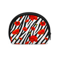 Black White Zebra Flower Pattern Print Coin Purse