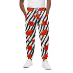 Black White Zebra Flower Pattern Print Cotton Pants