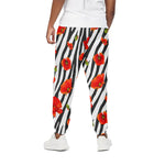 Black White Zebra Flower Pattern Print Cotton Pants