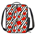 Black White Zebra Flower Pattern Print Crossbody Lunch Bag