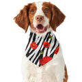 Black White Zebra Flower Pattern Print Dog Bandana