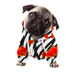 Black White Zebra Flower Pattern Print Dog Zip Up Hoodie