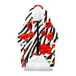 Black White Zebra Flower Pattern Print Dog Zip Up Hoodie