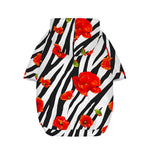 Black White Zebra Flower Pattern Print Dog Zip Up Hoodie