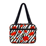 Black White Zebra Flower Pattern Print Double Strap Bible Bag