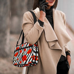 Black White Zebra Flower Pattern Print Double Strap Bible Bag