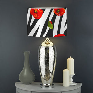 Black White Zebra Flower Pattern Print Drum Lamp Shade