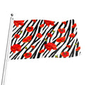 Black White Zebra Flower Pattern Print Flag