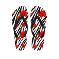 Black White Zebra Flower Pattern Print Flip Flops