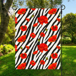 Black White Zebra Flower Pattern Print Garden Flag